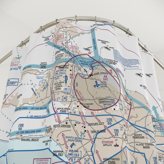 Aeronautical Chart shower curtain (KLAX/Flyway)