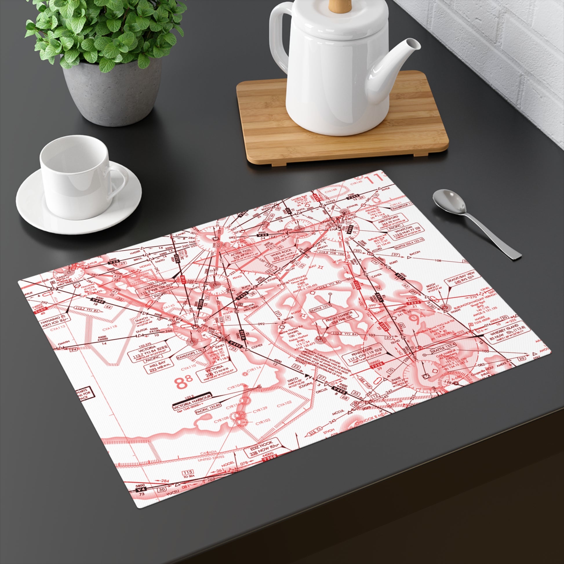 Enroute Low Altitude Chart (ELUS1) kitchen placemat (red&white)