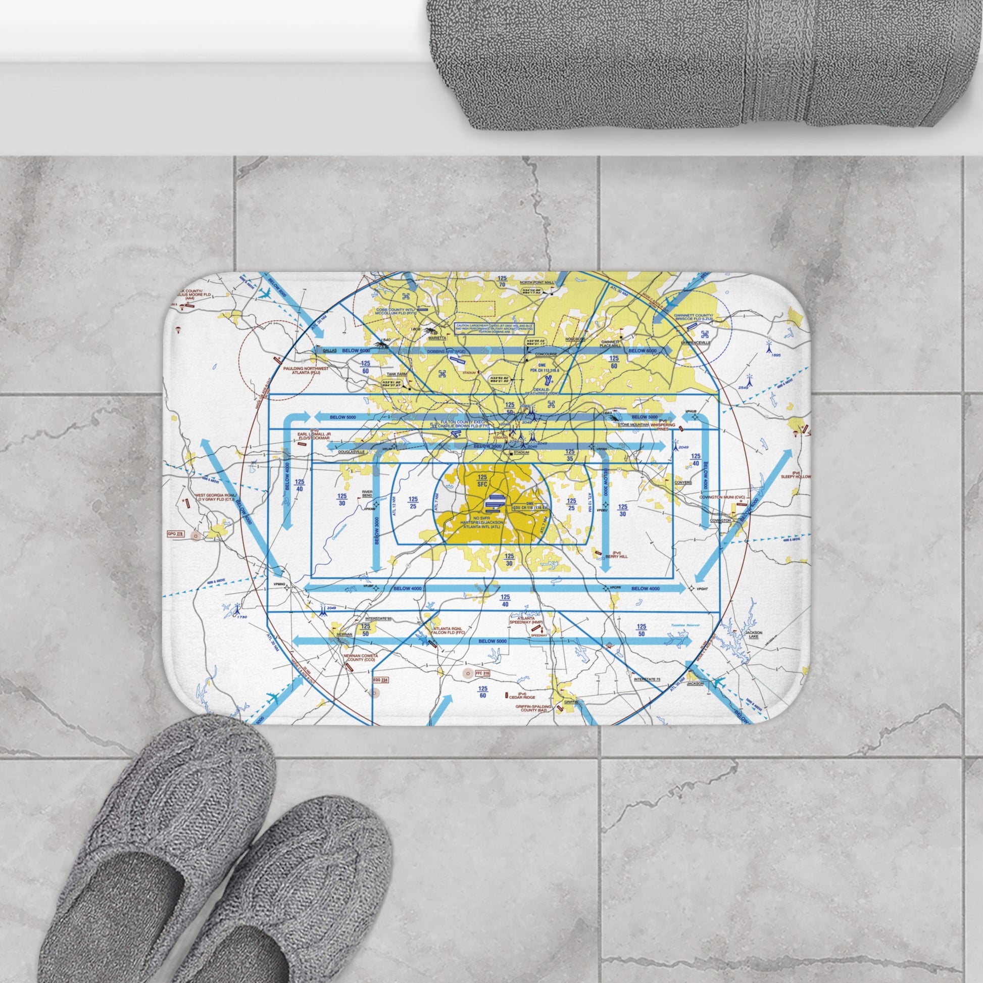 Atlanta Flyway Chart bath mat