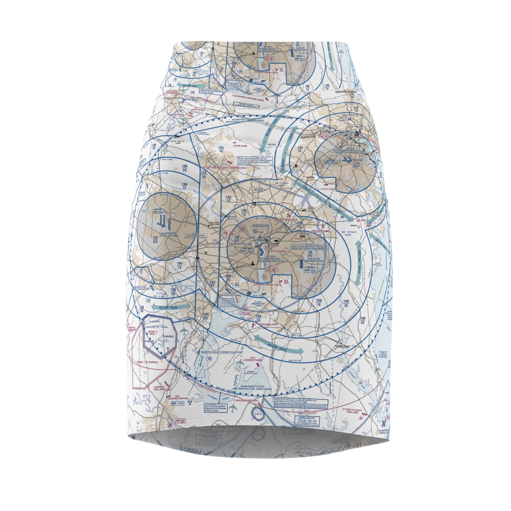 Baltimore-Washington Flyway Chart pencil skirt