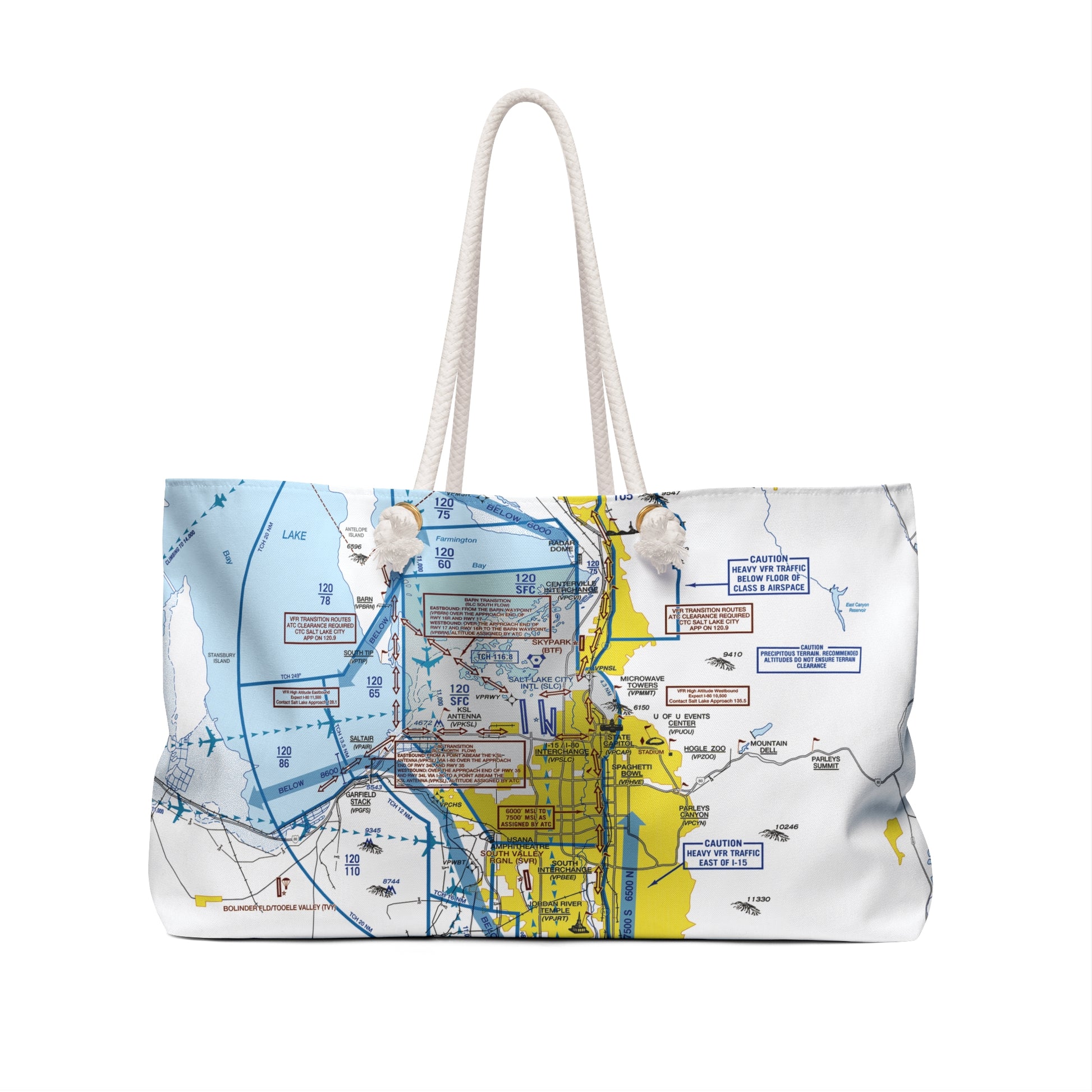 Aeronautical Chart weekender tote bag (KSLC Flyway Chart)
