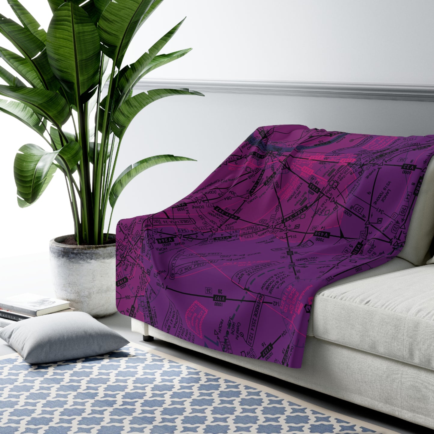 Enroute Low Altitude Chart (ELUS3) sherpa fleece blanket (purple)