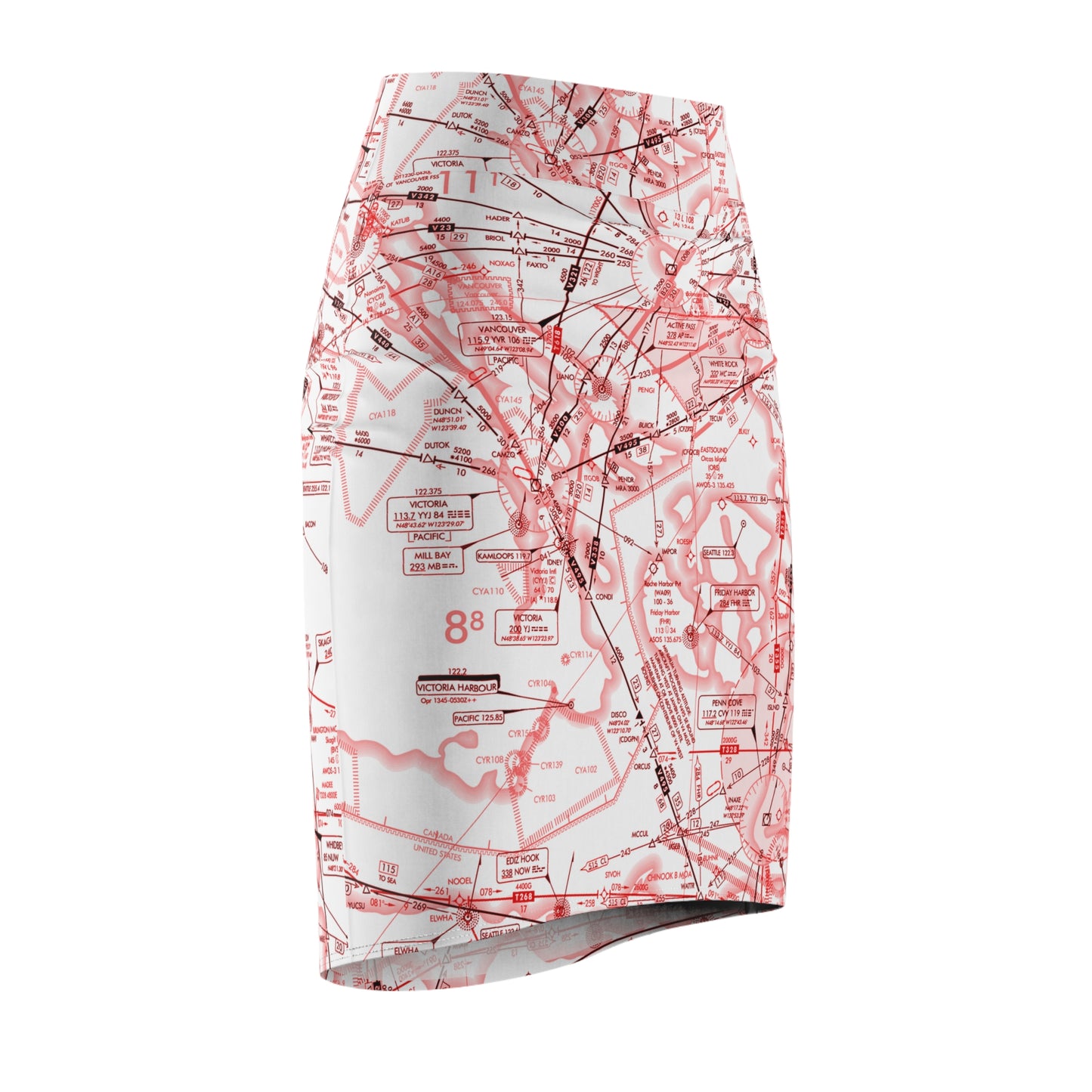 Enroute Low Altitude (ELUS1) Chart - women's pencil skirt (red&white)