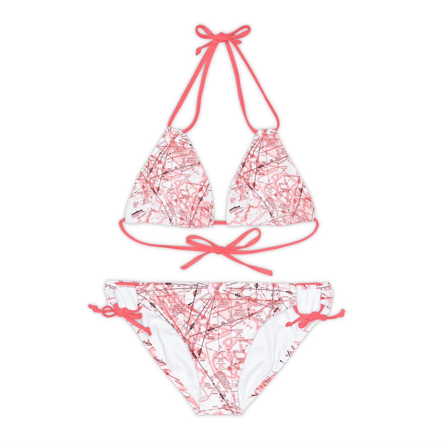 Enroute Low Altitude (ELUS1) Chart strappy bikini set (red&white)