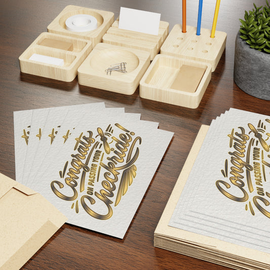 Congrats on passing your checkride! pack of 10 postcards (v4. gold)