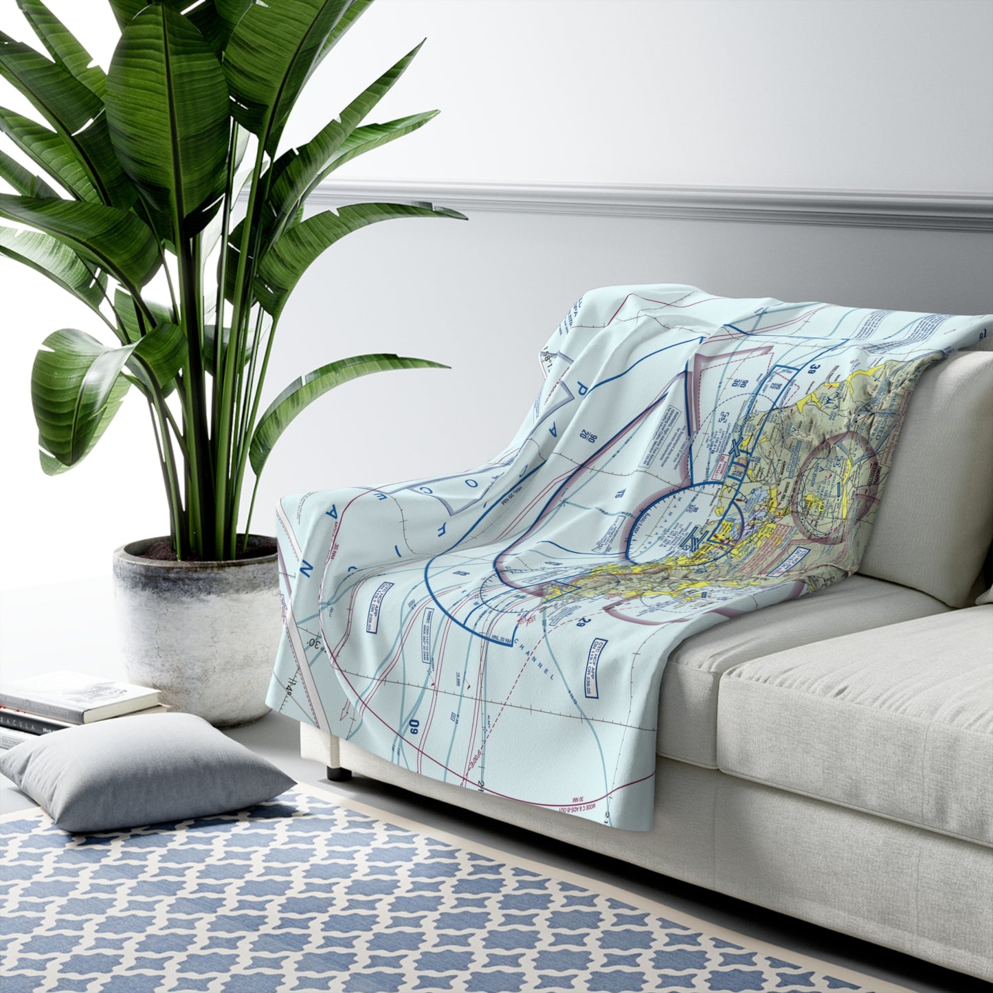 Honolulu Sectional Chart sherpa fleece blanket