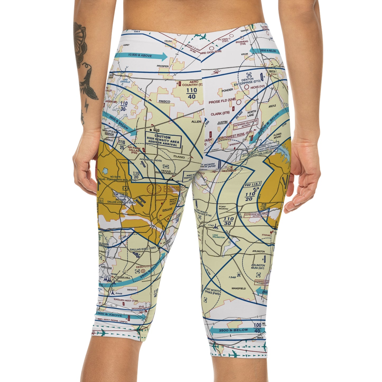 Dallas - Ft. Worth Flyway Chart capri leggings