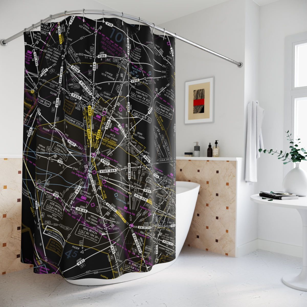 Aeronautical Chart shower curtain (ELUS3/invert)