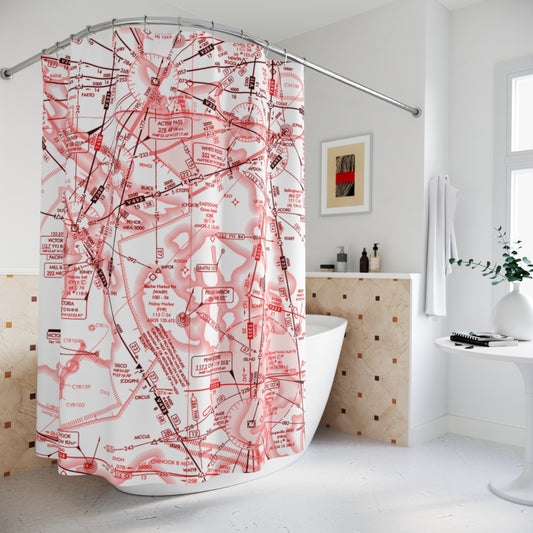 Aeronautical Chart shower curtain (ELUS1/red&white)