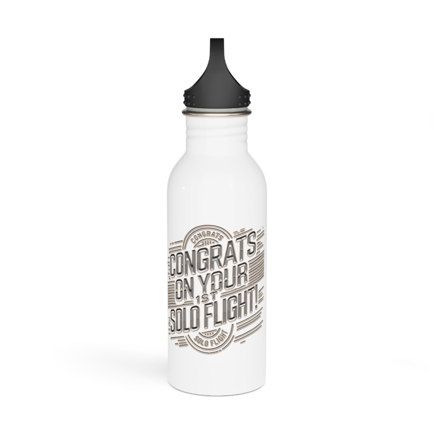 Congrats on your 1st Solo Flight! 20 oz. stainless steel water bottle (v2. silver)