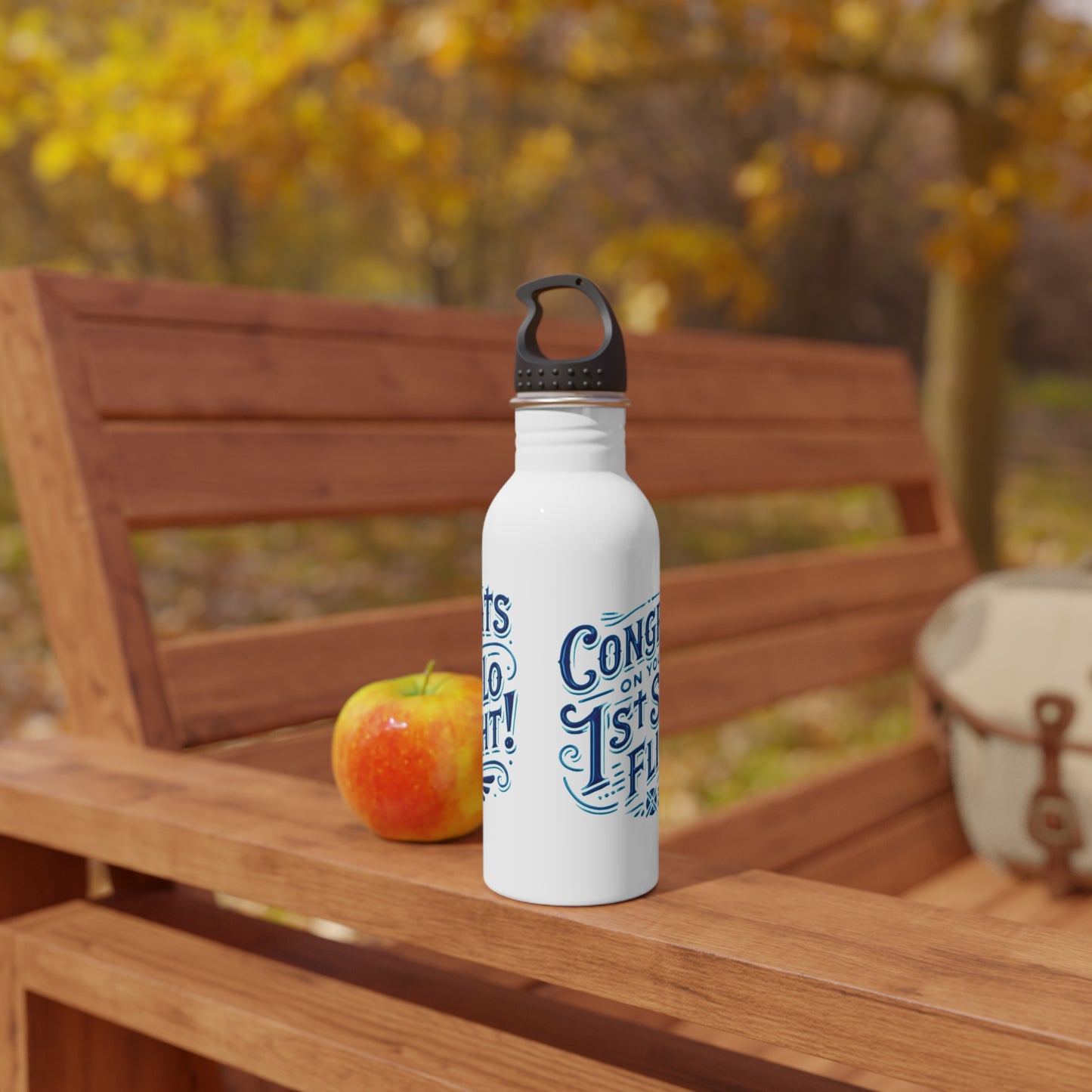 Congrats on your 1st Solo Flight! 20 oz. stainless steel water bottle (v1. blue)