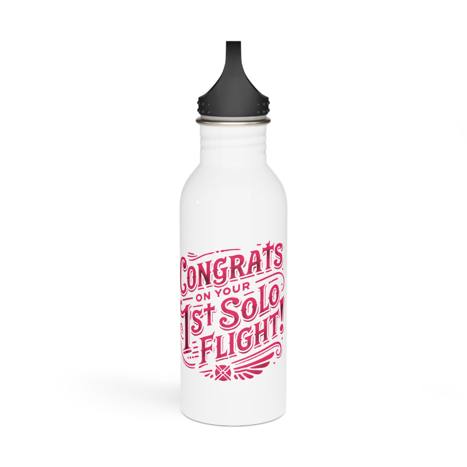 Congrats on your 1st Solo Flight! 20 oz. stainless steel water bottle (v1. pink)