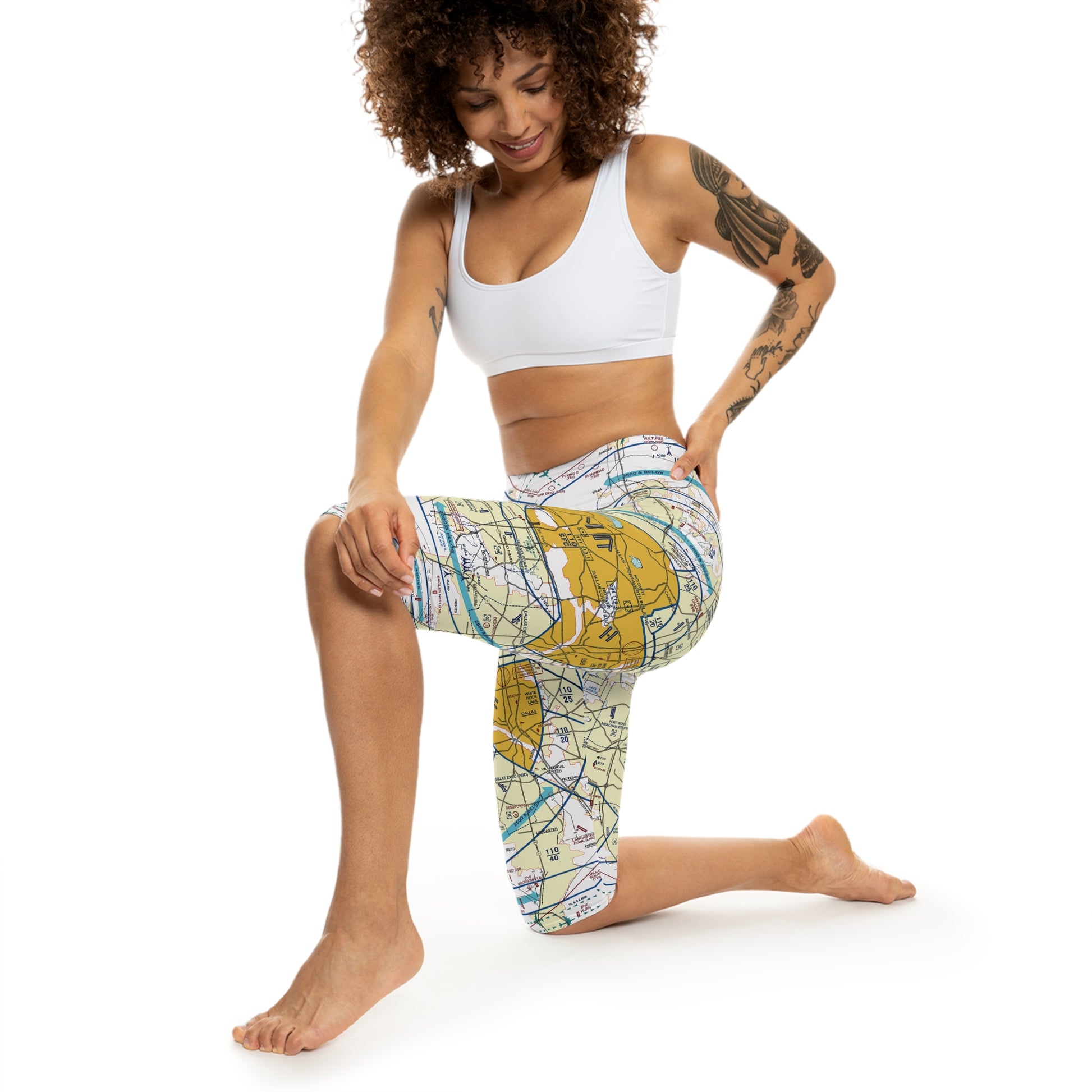 Dallas - Ft. Worth Flyway Chart capri leggings