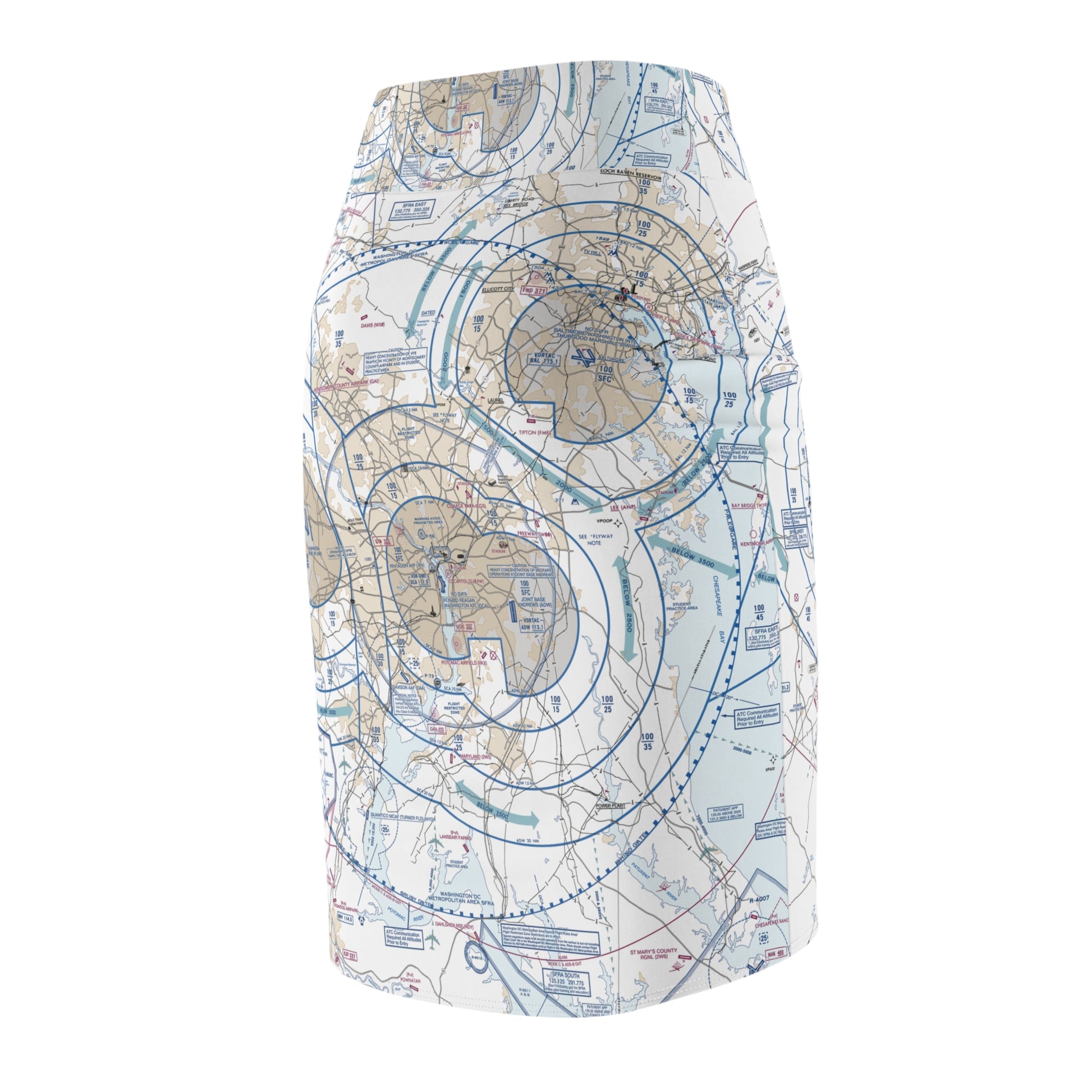 Baltimore-Washington Flyway Chart pencil skirt