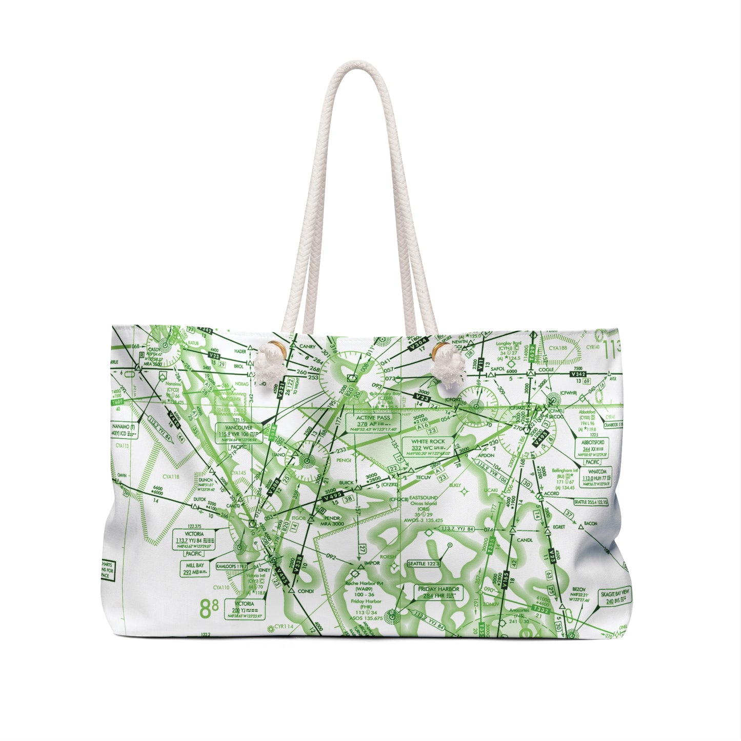 Aeronautical Chart weekender tote bag (ELUS1/green&white)