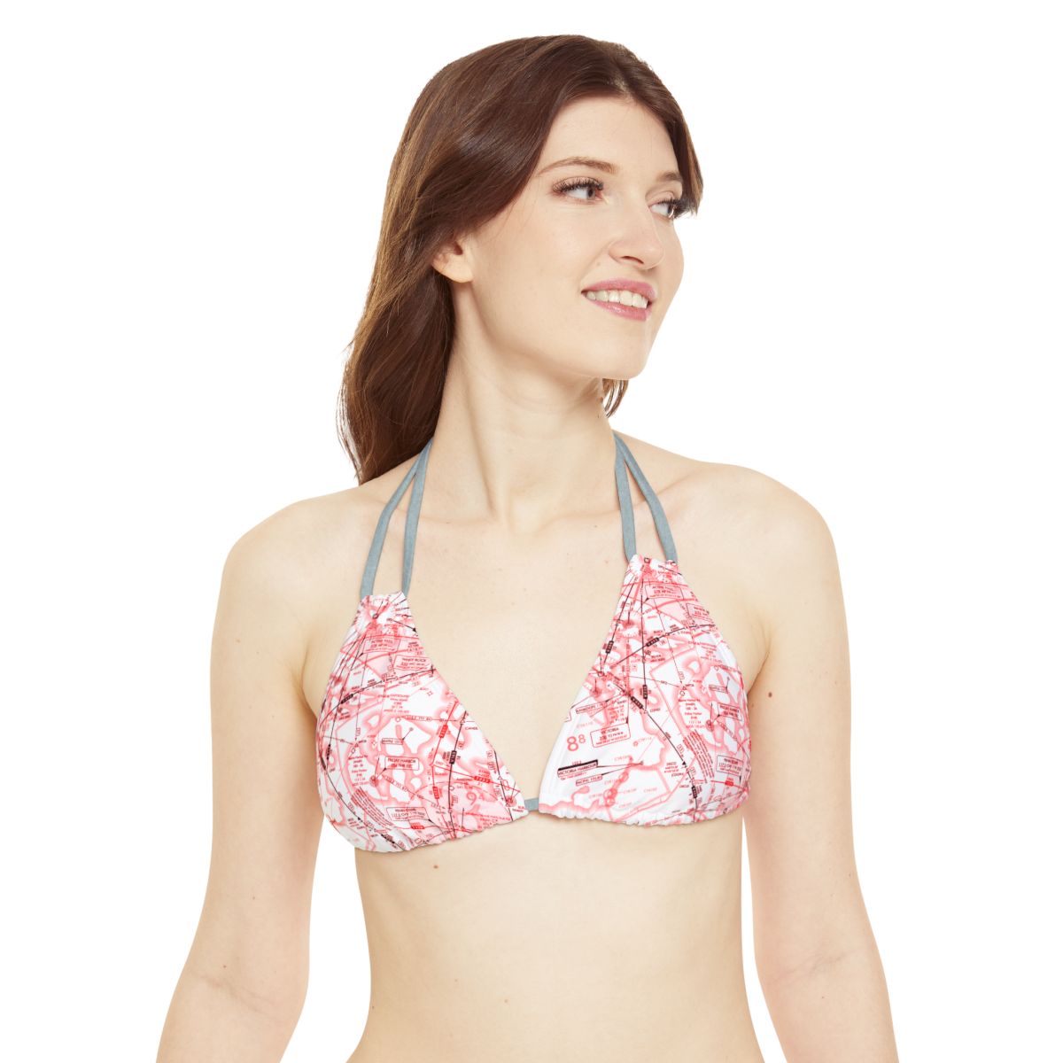 Enroute Low Altitude (ELUS1) Chart strappy bikini set (red&white)