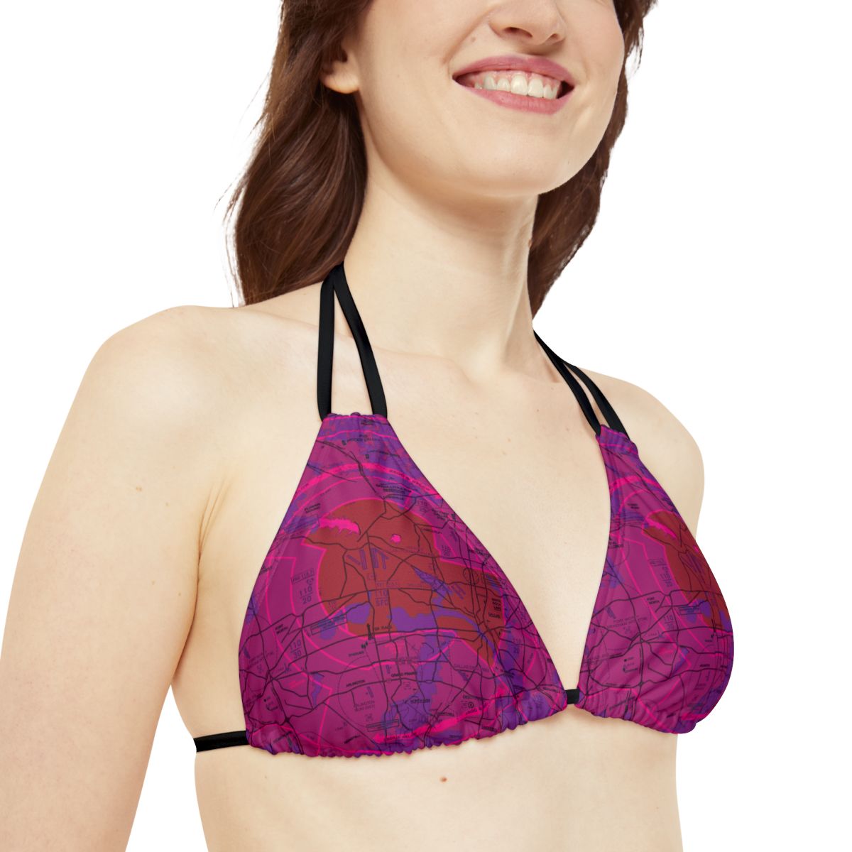 Dallas - Ft. Worth Flyway Chart strappy bikini set (purple)