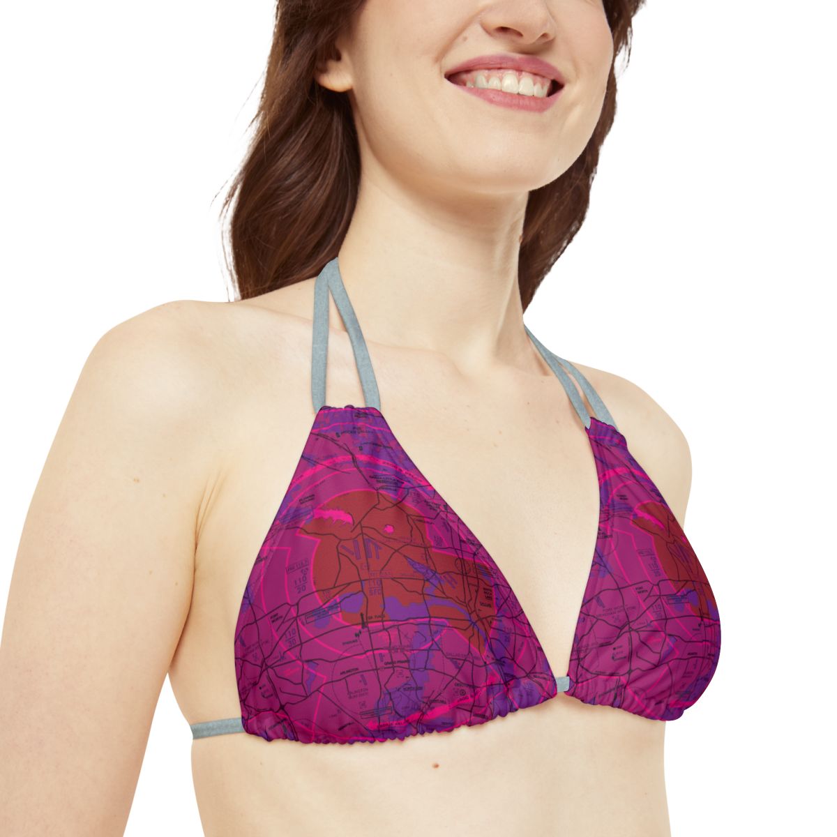 Dallas - Ft. Worth Flyway Chart strappy bikini set (purple)