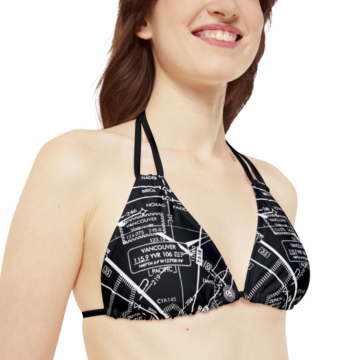 Enroute Low Altitude Chart (ELUS1) strappy bikini set (b&w)