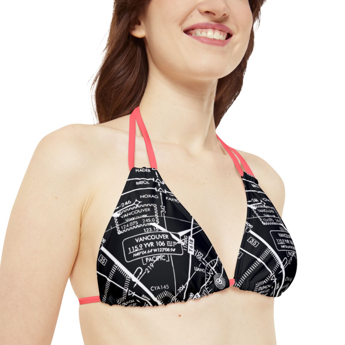 Enroute Low Altitude Chart (ELUS1) strappy bikini set (b&w)