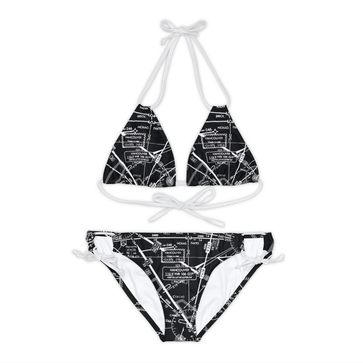 Enroute Low Altitude Chart (ELUS1) strappy bikini set (b&w)