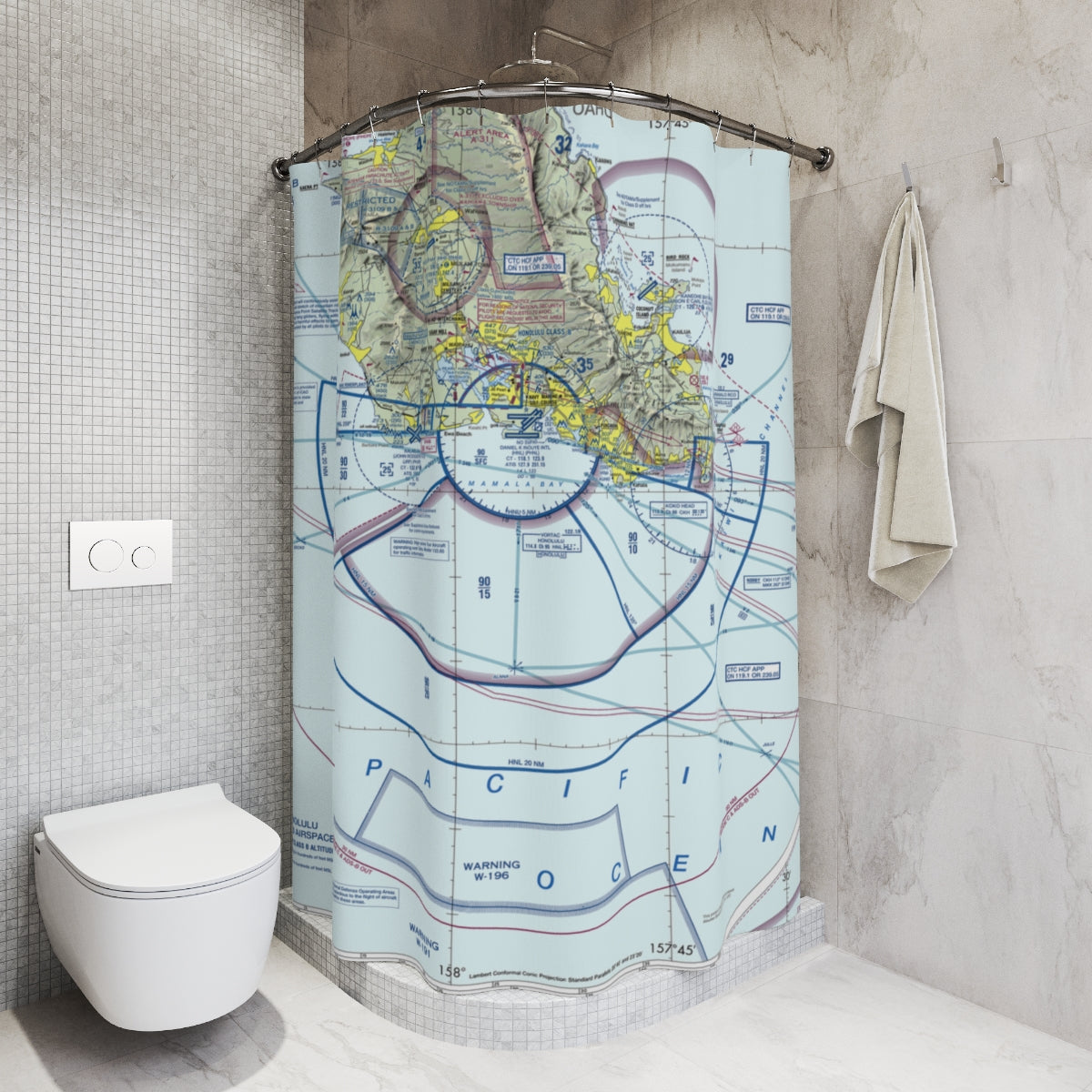 Aeronautical Chart shower curtain (PHNL)