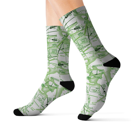 Aeronautical Chart socks (ELUS1/green&white)