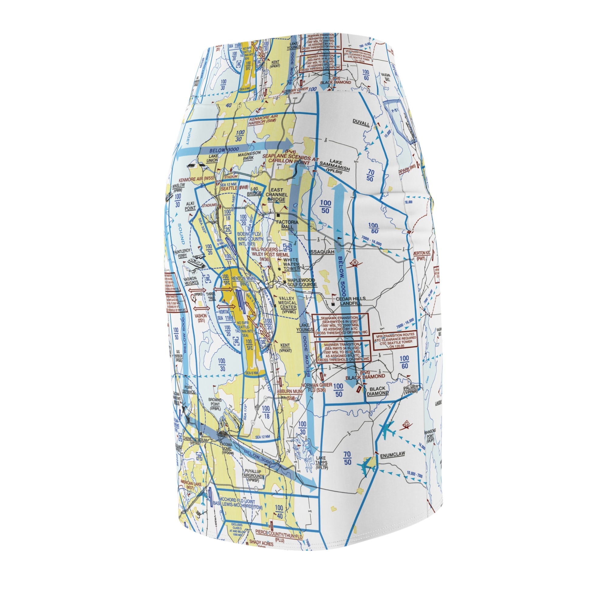 Seattle Flyway Chart pencil skirt