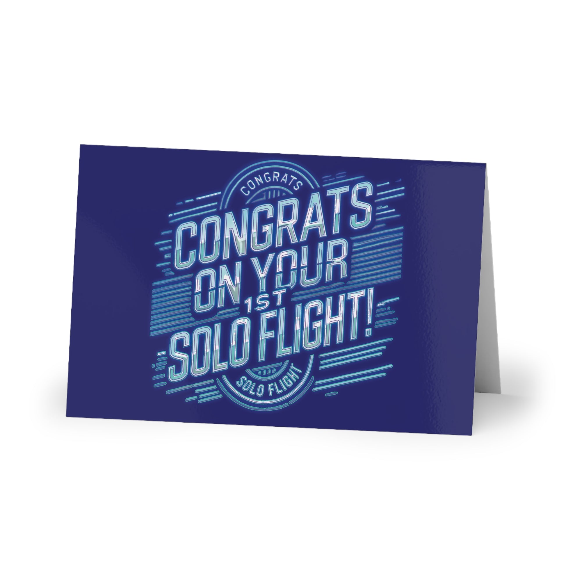 Congrats on your 1st Solo Flight! pack of 10 postcards (neon blue)