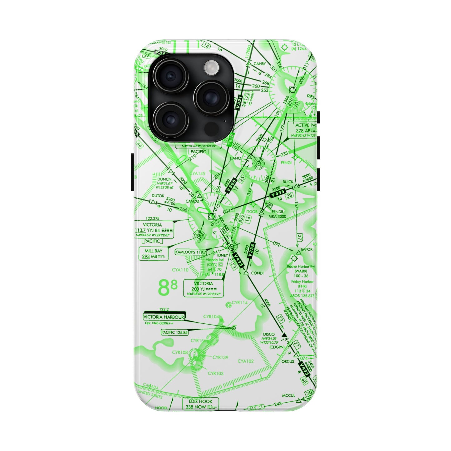 Enroute Low Altitude Chart (ELUS1) tough phone cases (green&white)