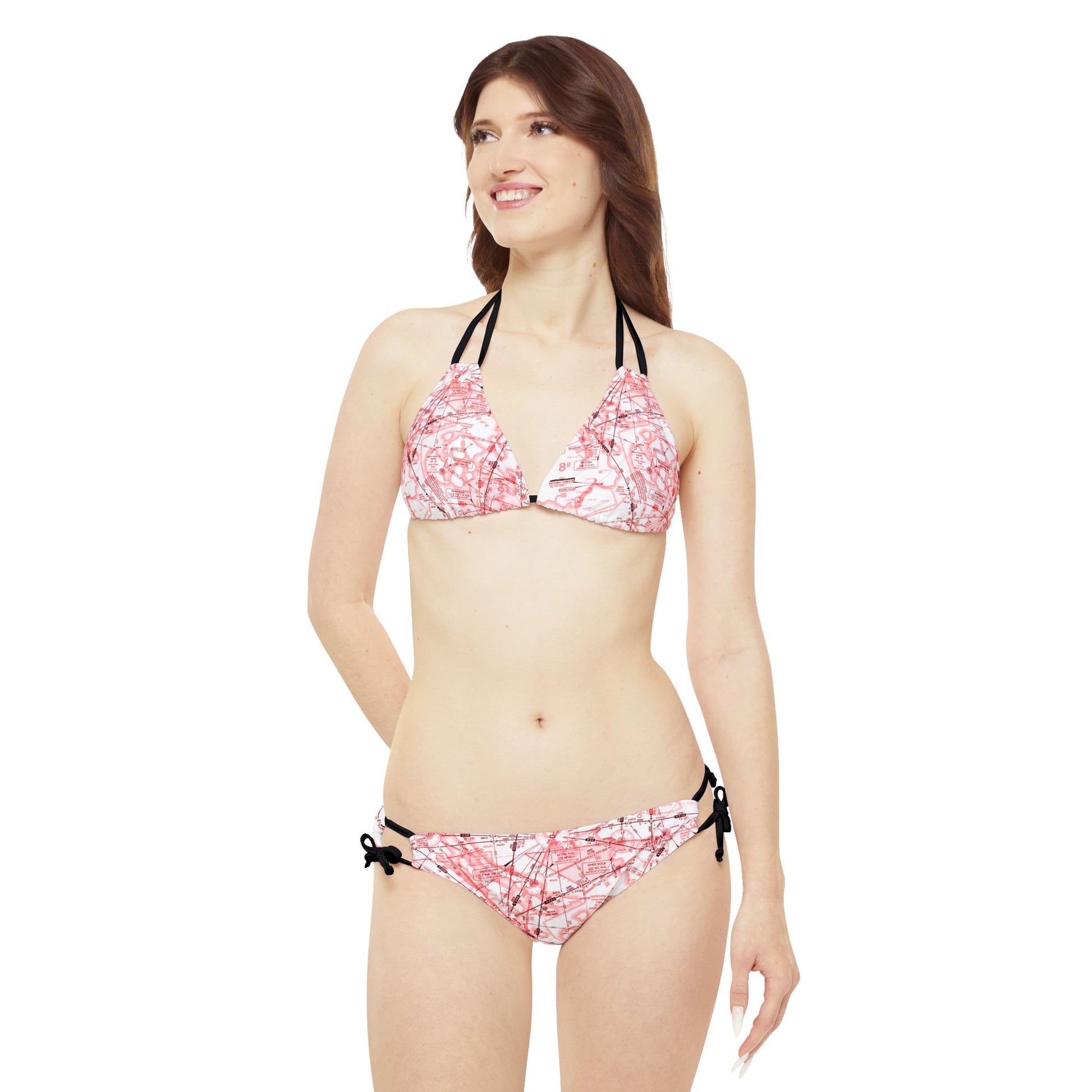 Enroute Low Altitude (ELUS1) Chart strappy bikini set (red&white)