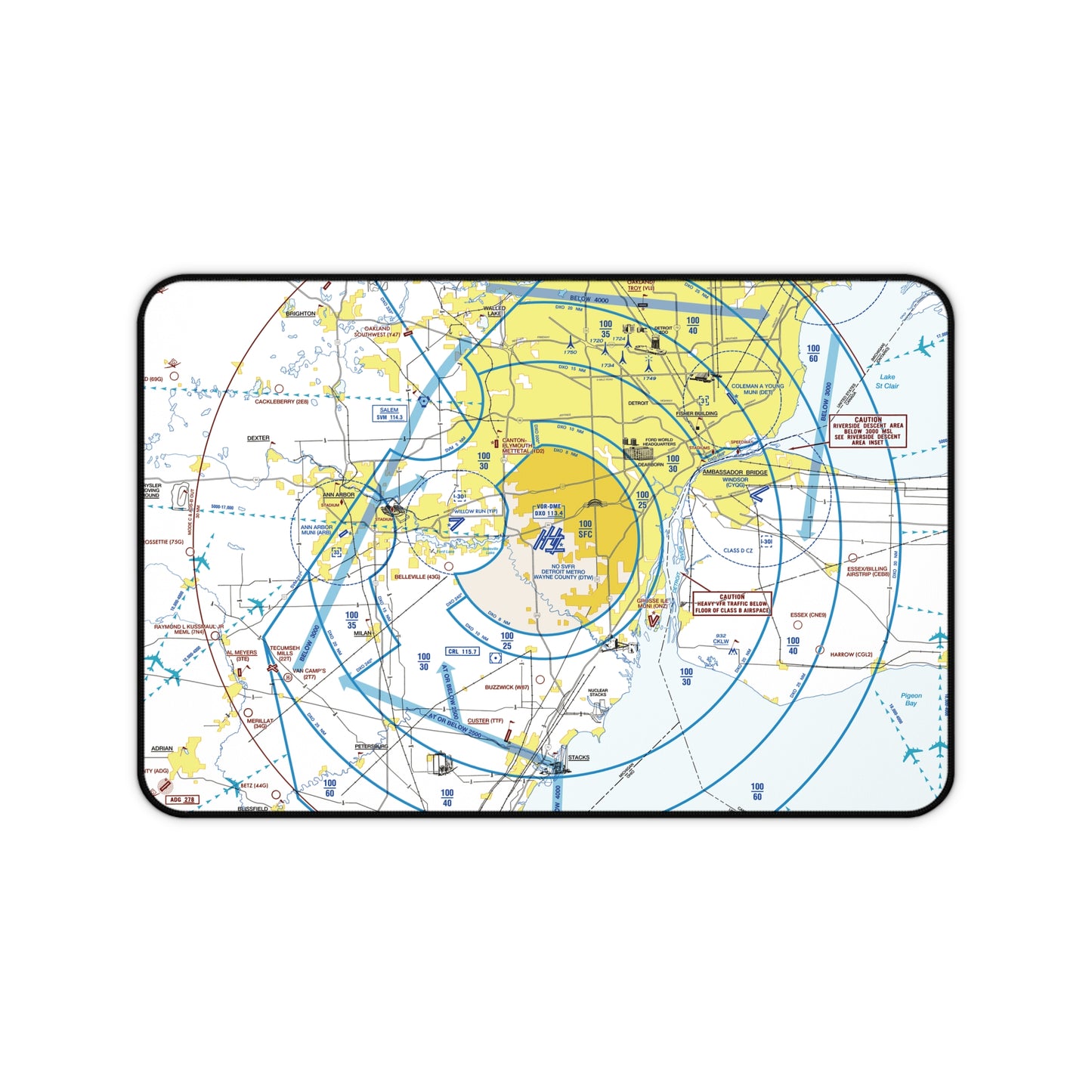 Detroit Flyway Chart desk mat