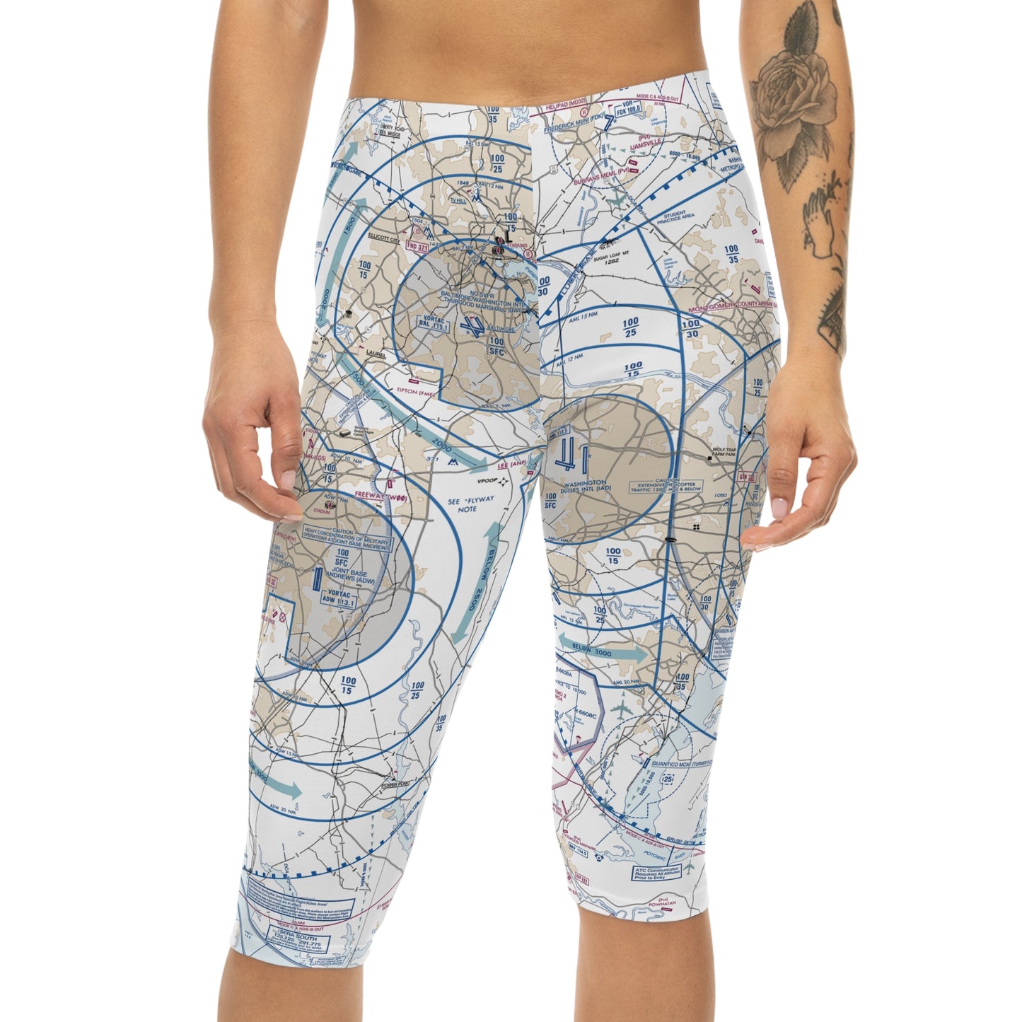 Baltimore-Washington Flyway Chart capri leggings