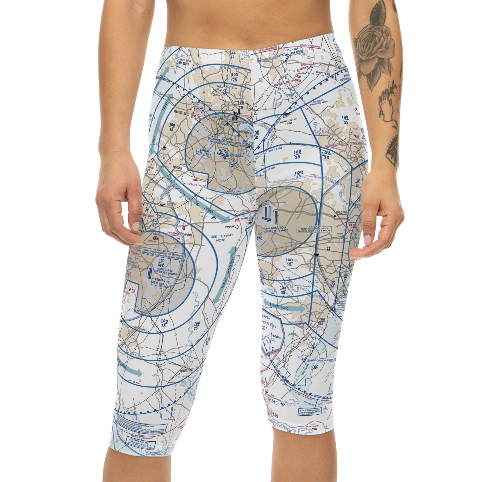 Baltimore-Washington Flyway Chart capri leggings