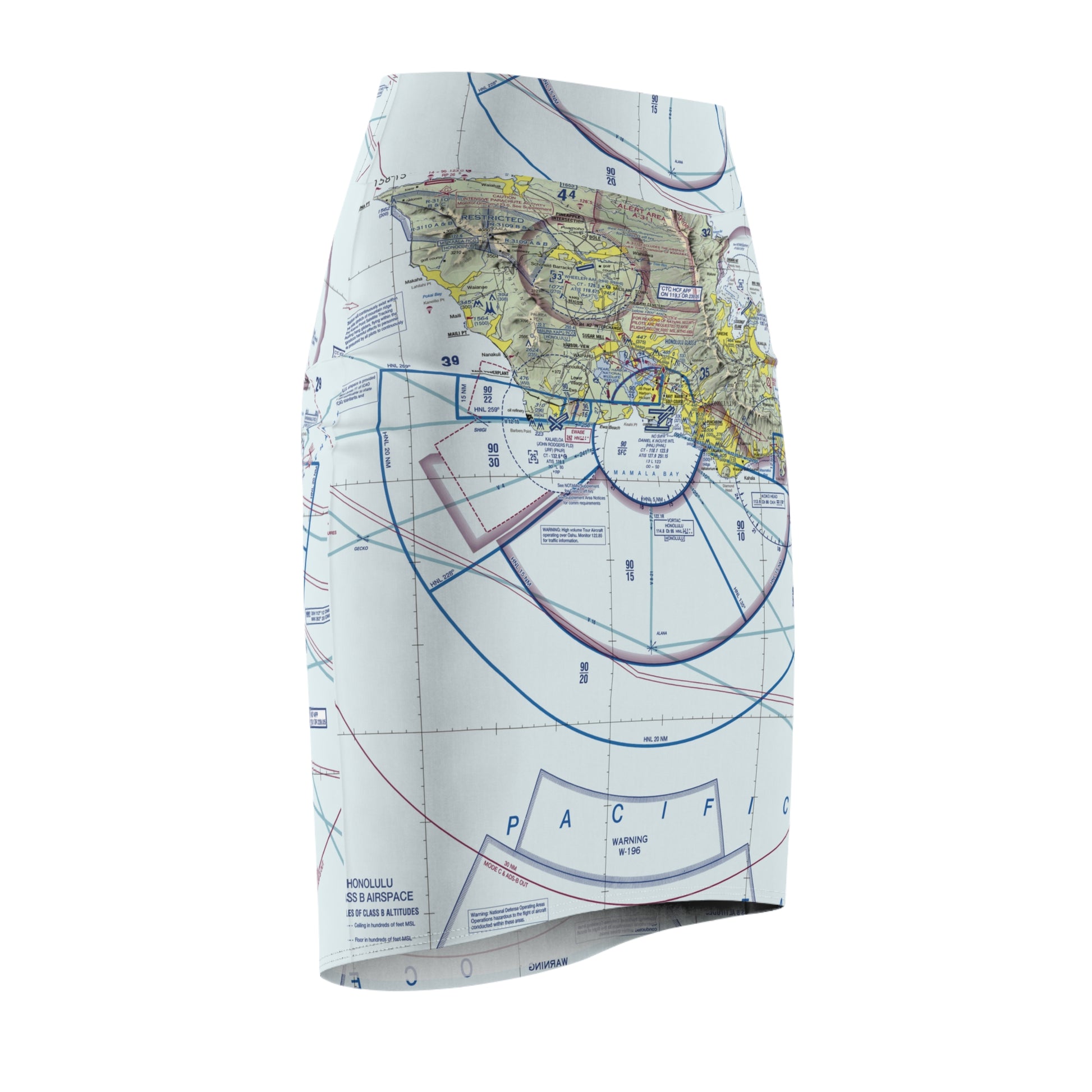 Honolulu Sectional Chart pencil skirt