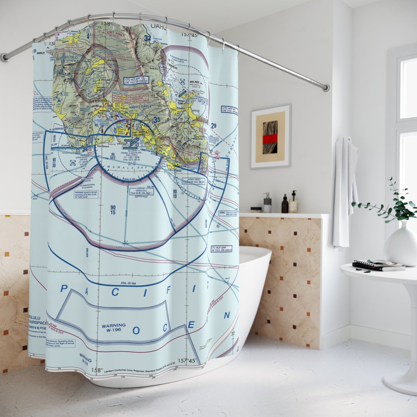 Aeronautical Chart shower curtain (PHNL)