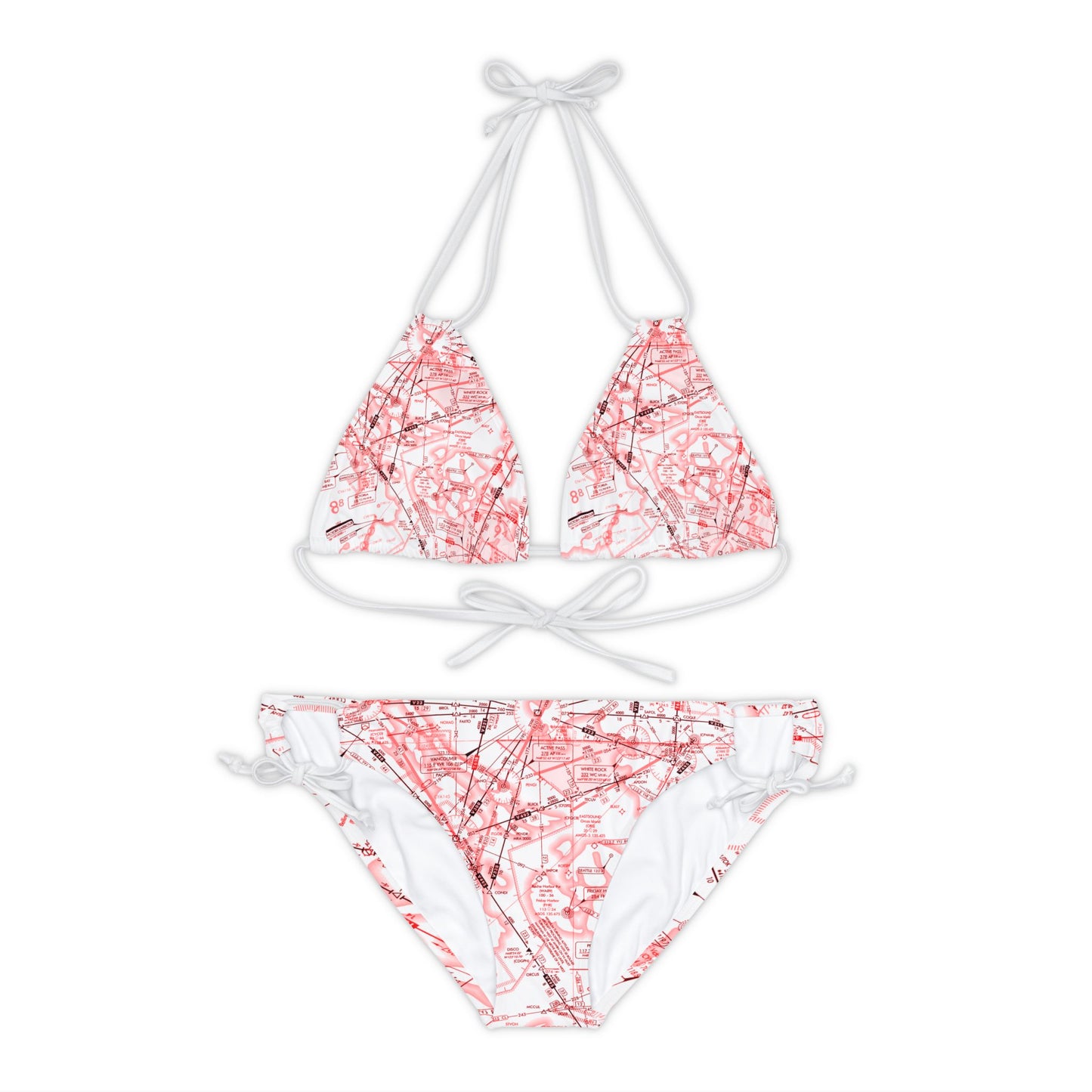 Enroute Low Altitude (ELUS1) Chart strappy bikini set (red&white)