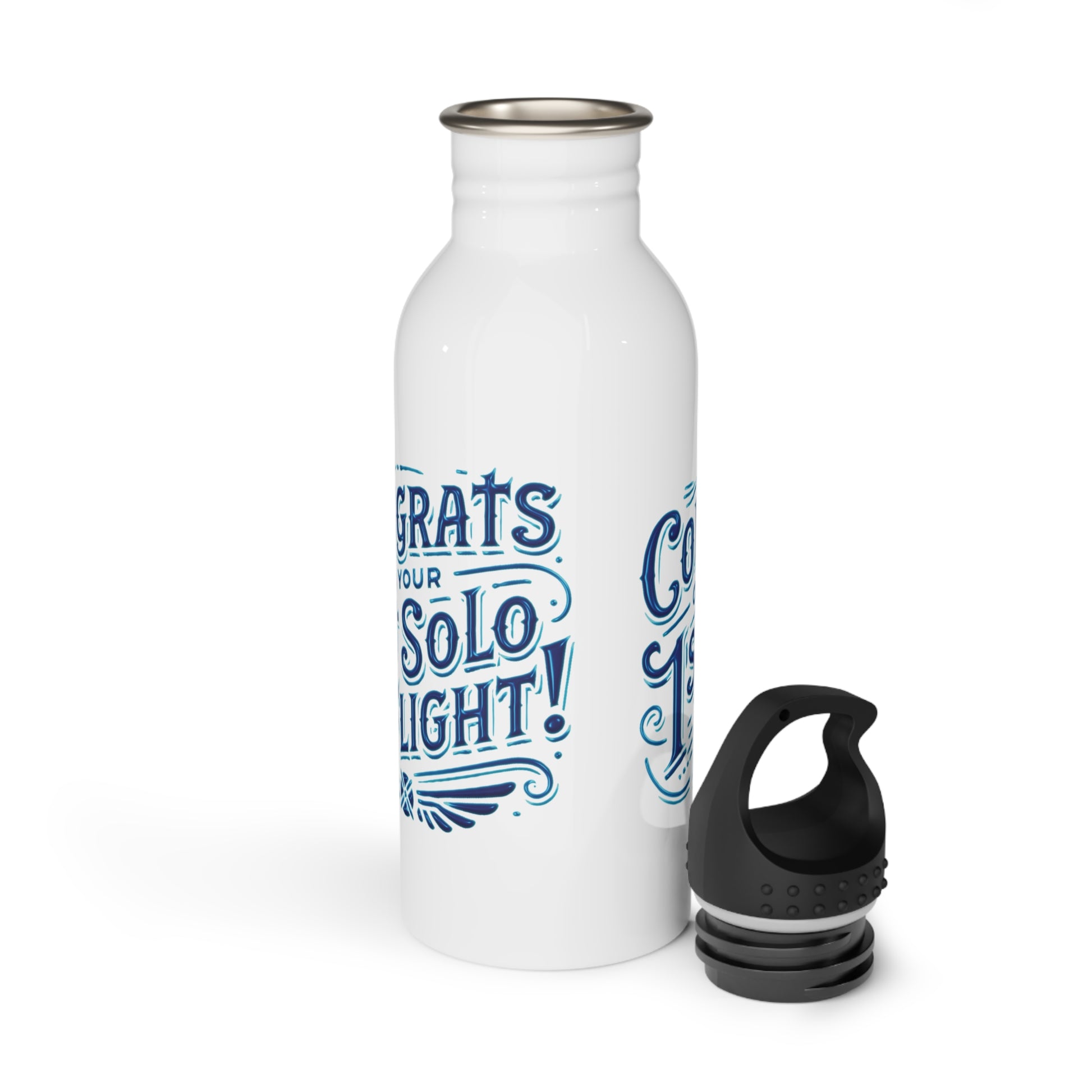 Congrats on your 1st Solo Flight! 20 oz. stainless steel water bottle (v1. blue)