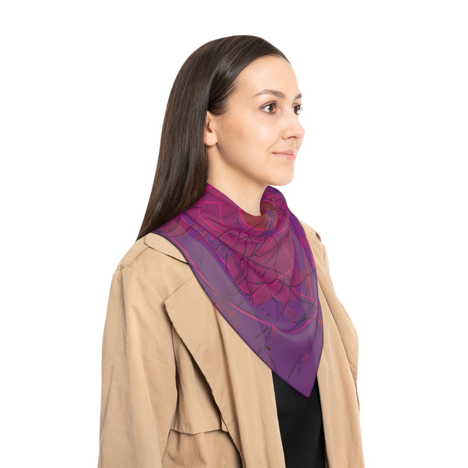 Dallas - Ft. Worth Flyway Chart (purple) poly scarf