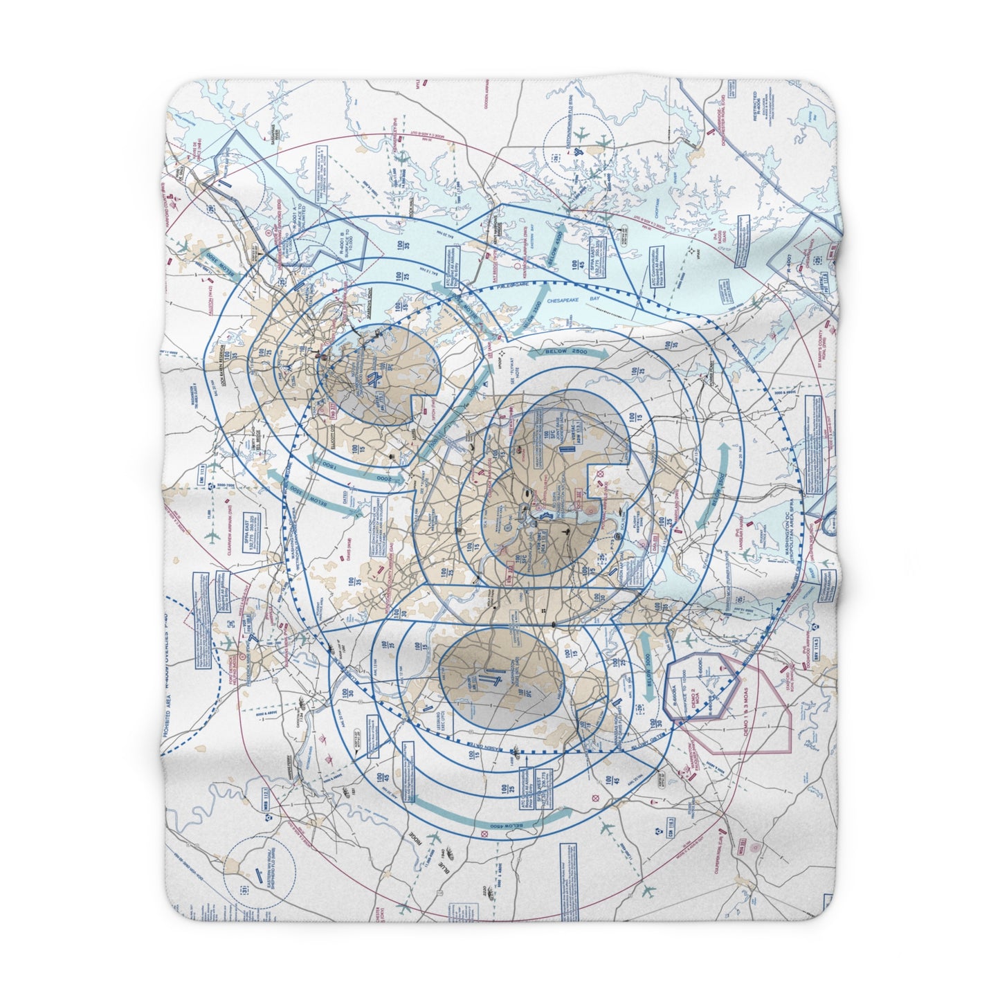 Baltimore-Washington Flyby Chart sherpa fleece blanket