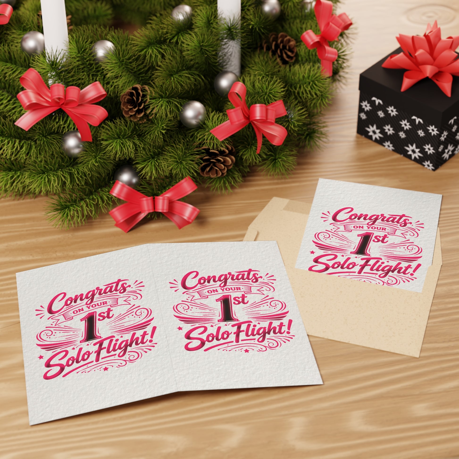 Congrats on your 1st Solo Flight! pack of 10 postcards (v3. pink)