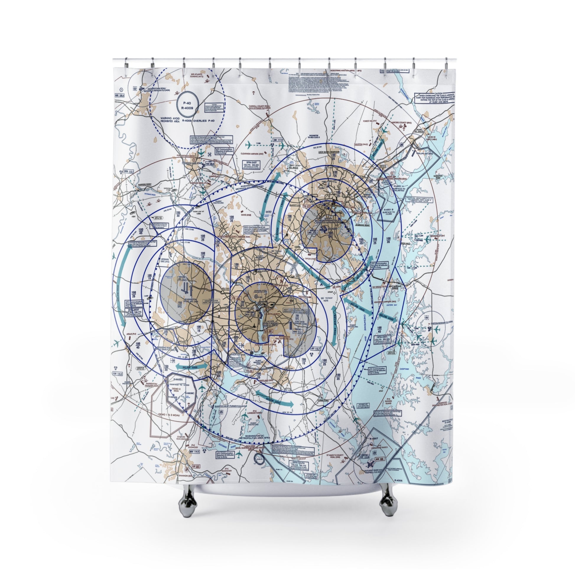 Baltimore-Washington Flyway Chart Shower Curtains