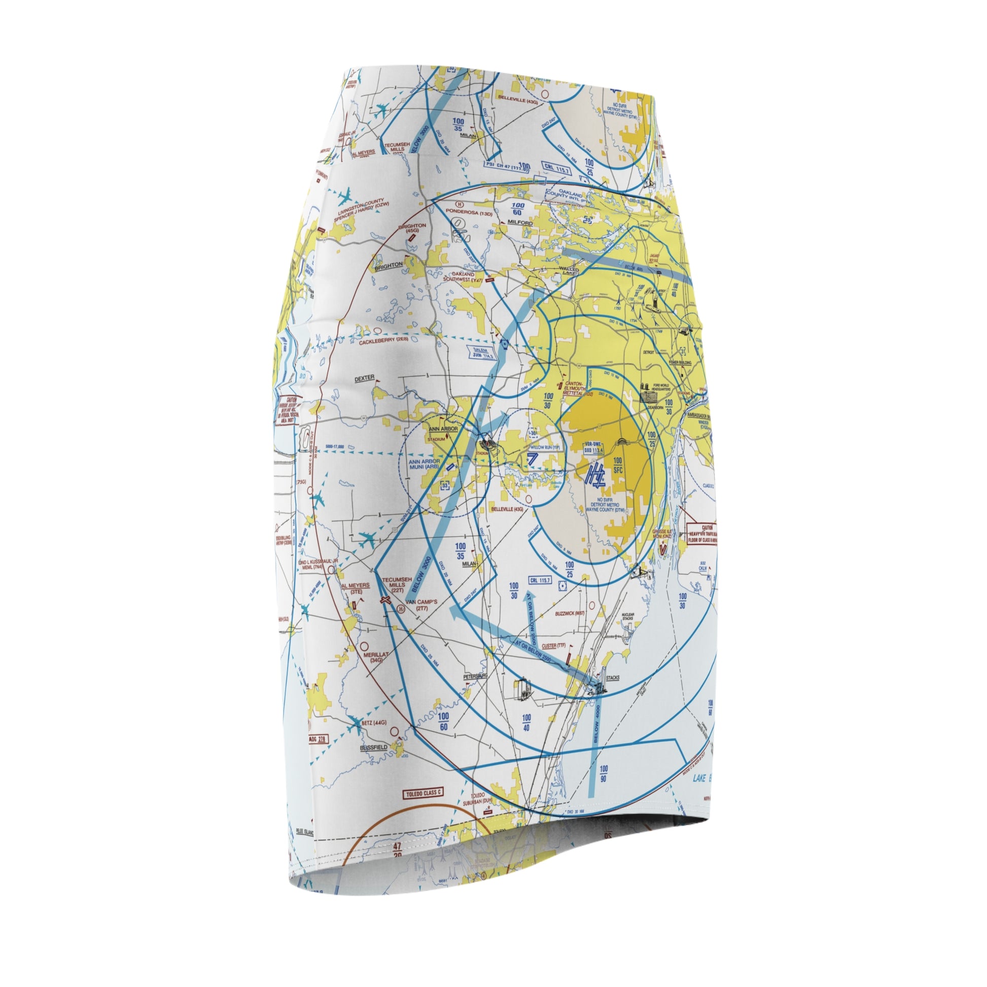 Detroit Flyway Chart pencil skirt