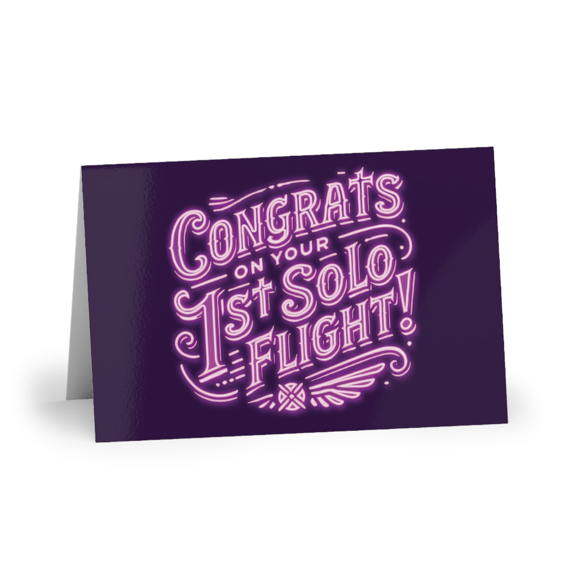 Congrats on your 1st Solo Flight! pack of 10 postcards (neon pink)