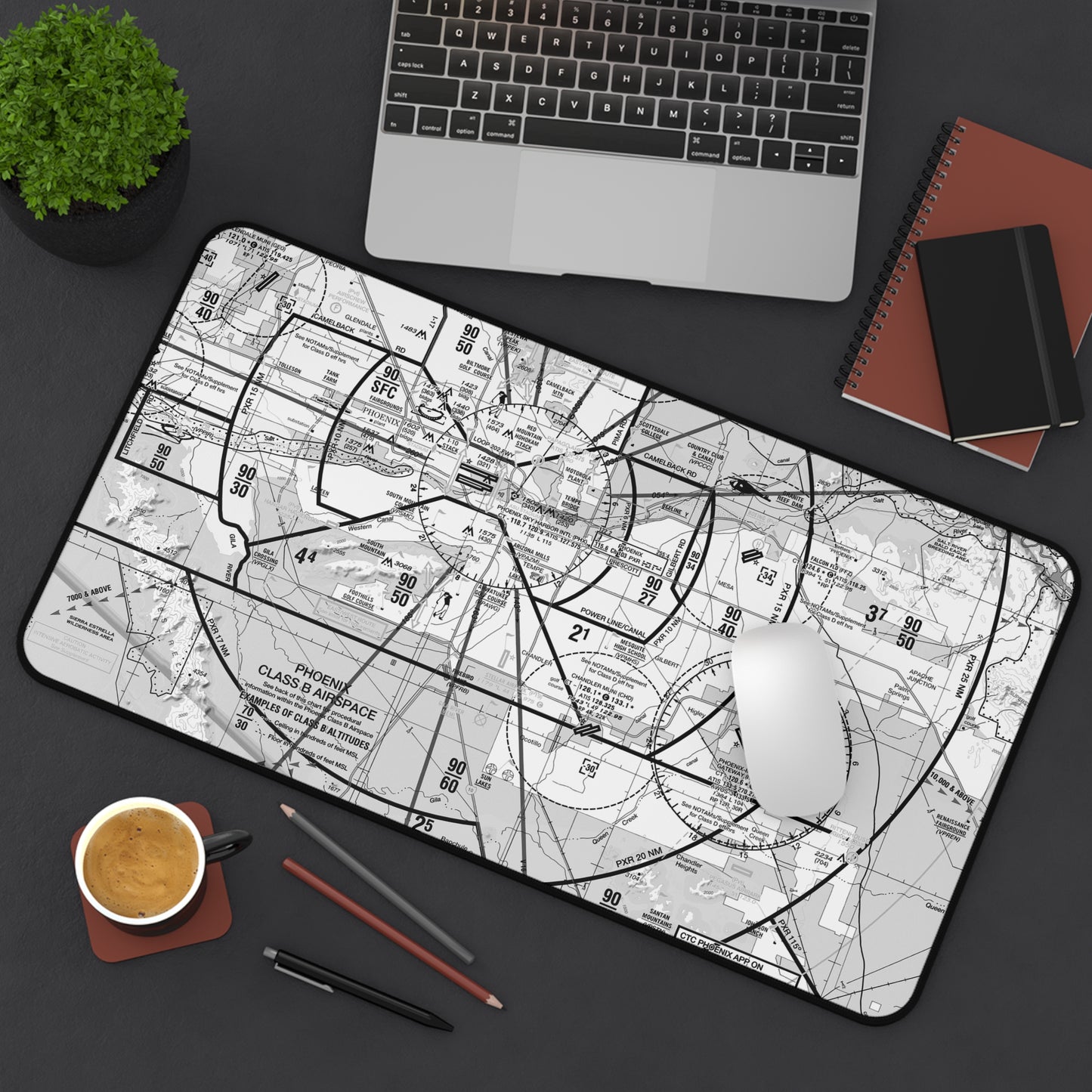 Phoenix Sky Harbor TAC Chart desk mat (b&w)