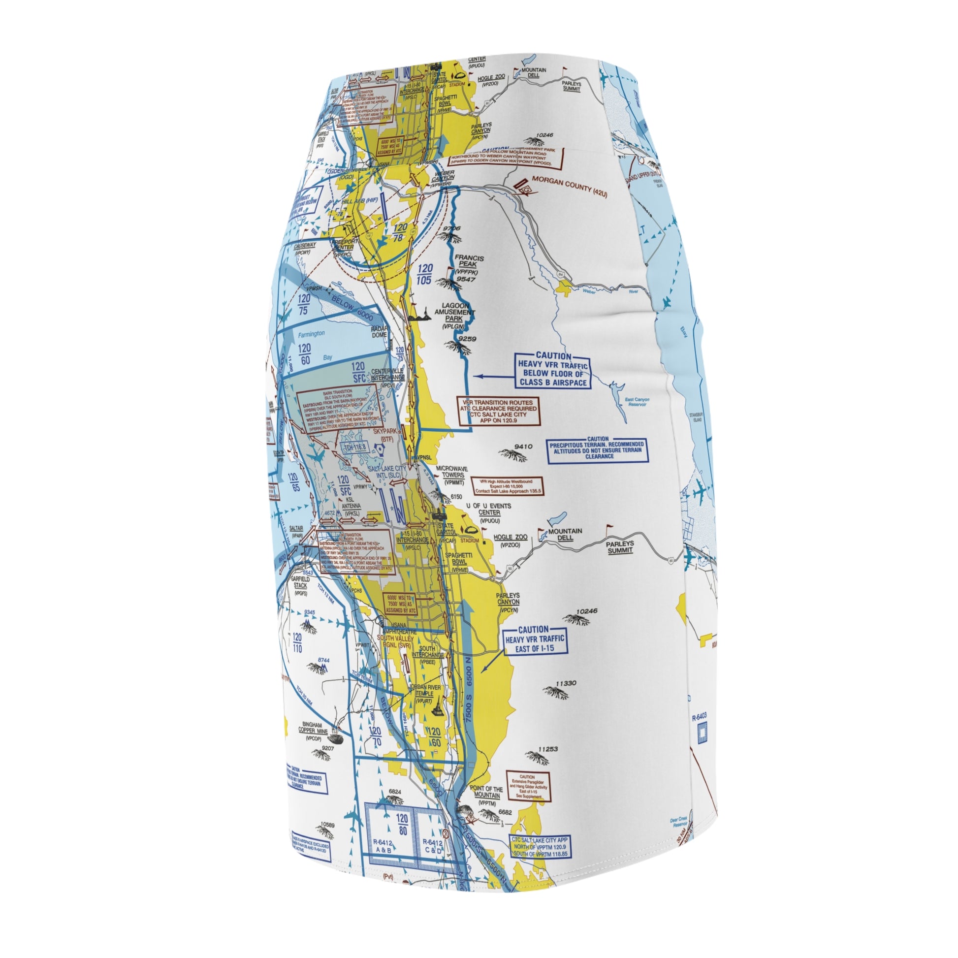 Salt Lake City Flyway Chart pencil skirt