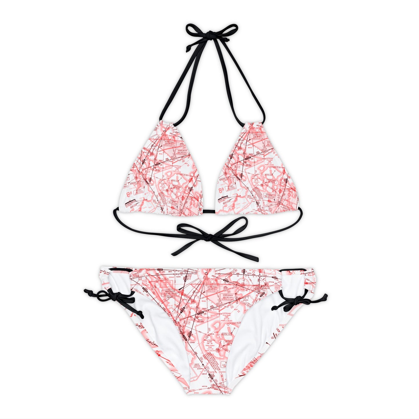 Enroute Low Altitude (ELUS1) Chart strappy bikini set (red&white)