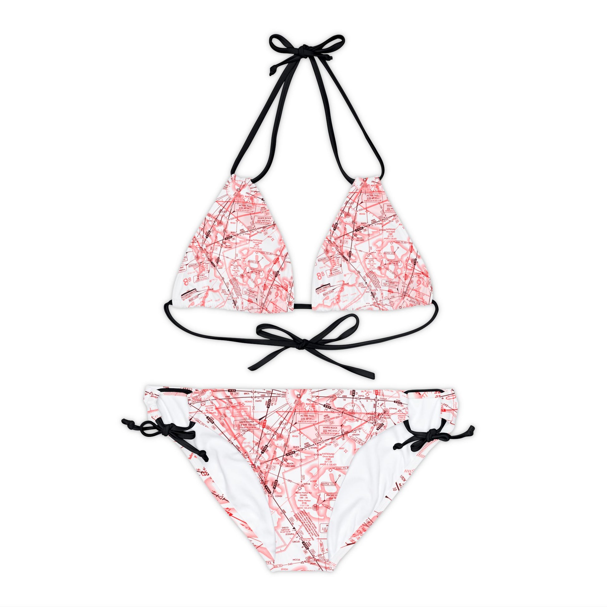 Enroute Low Altitude (ELUS1) Chart strappy bikini set (red&white)