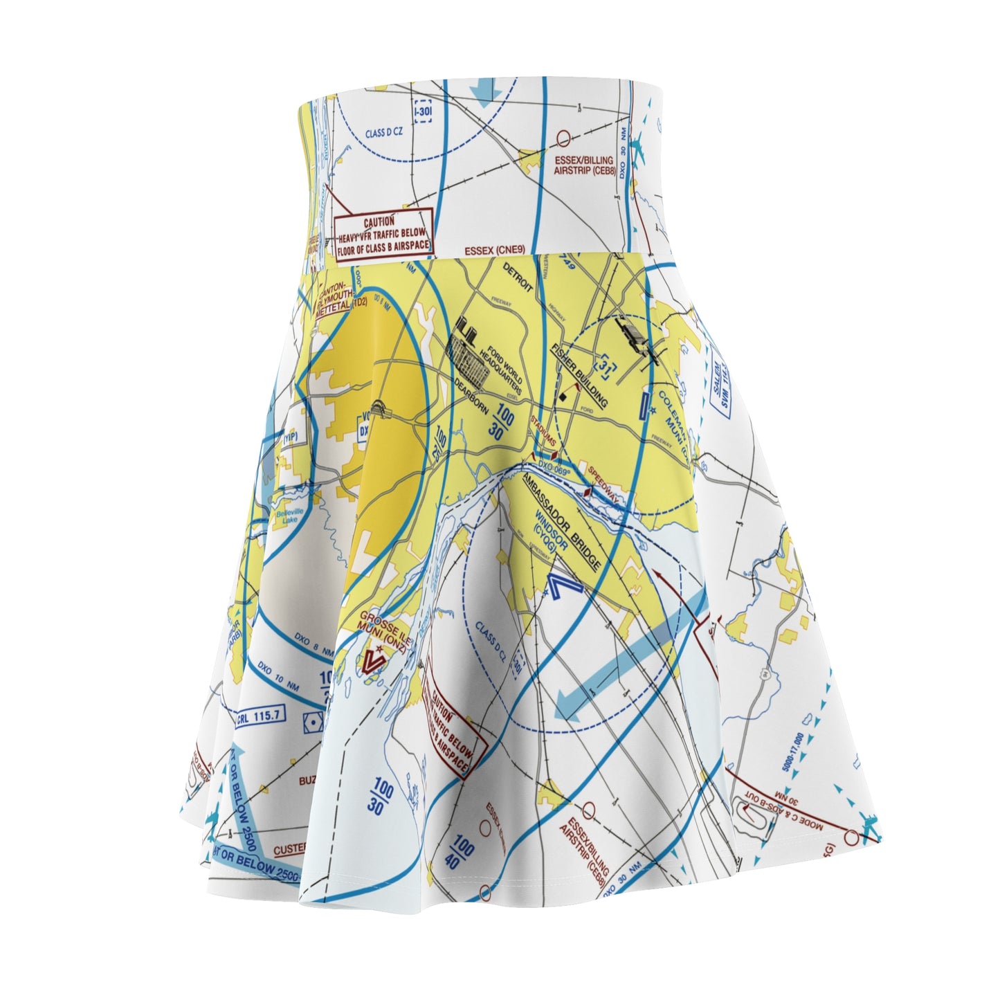 Detroit Flyway Chart skater skirt