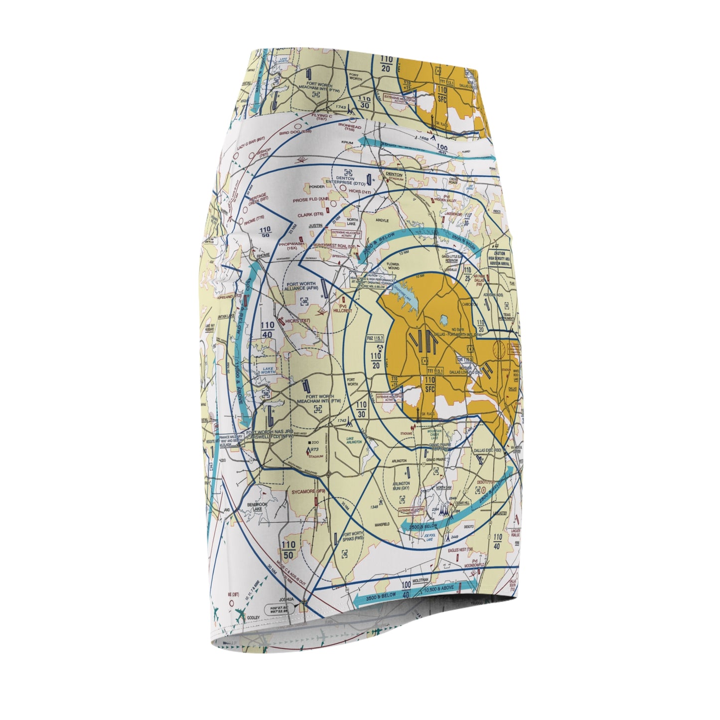 Dallas - Ft. Worth Flyway Chart pencil skirt